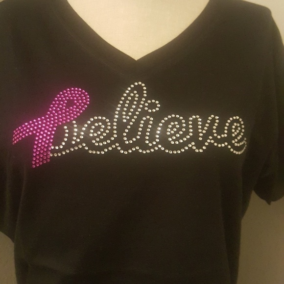 Women Rhinestone Breast Cancer Awareness Shirt - Picture 2 of 2